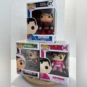 DC Superman Funko Pop Heroes Bundle of 3. NIB. #’s 349; 07; 353.  All 3 included